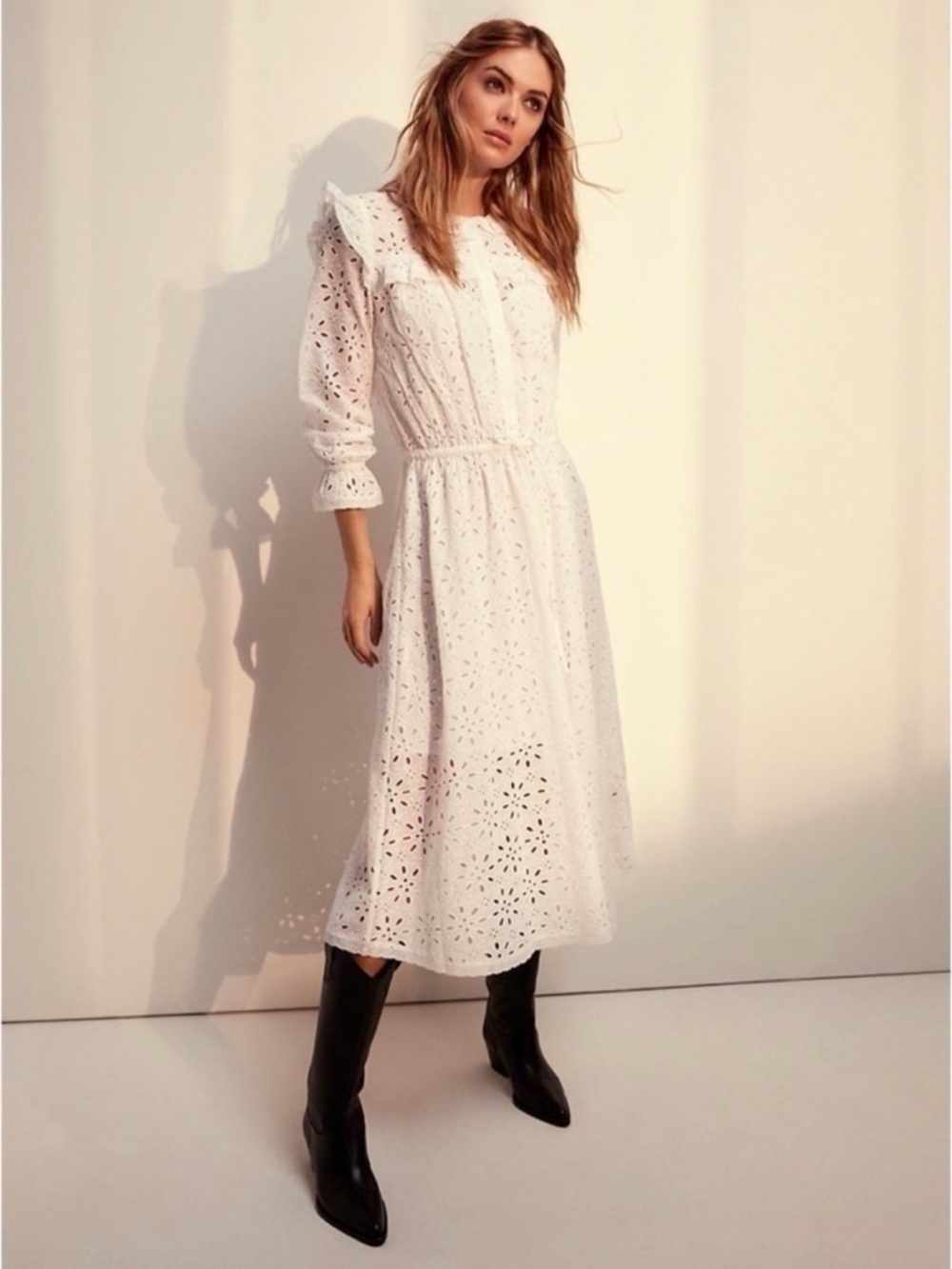 Wilfred Aritzia Eyelet Gaia Midi Dress